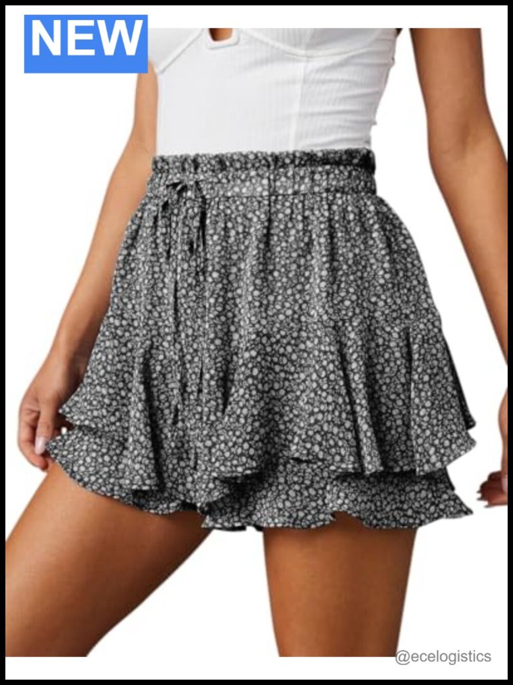 Flowy Chiffon Skorts for Women High Waist Ruffle Hem Casual Skirt Shorts
